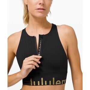 Lululemon Energy Bra High Neck Long Line Zip Special Edition *Medium Suppt Black
